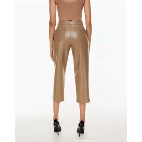 Aritzia Babaton Command Cropped Faux Leather Pant Tan size 4 - Picture 2 of 15